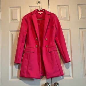 Stylish Hot Pink Blazer with Gold Accents